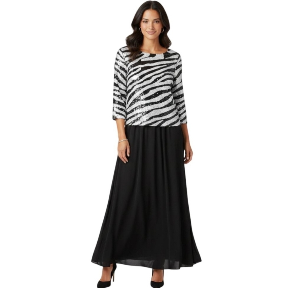 Trina Turk Nwt Zebra Print Fully Sequined Designer Top Size Xs